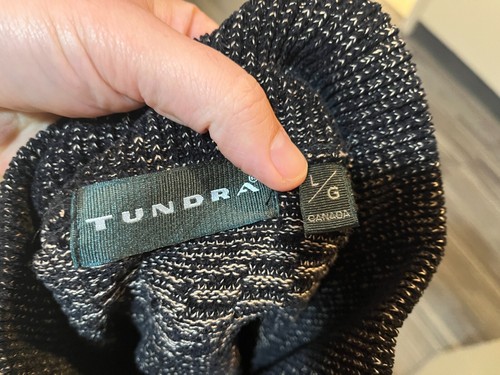 Vintage Tundra Men's black and tan detailed l/s 1/2 zip Sweater Large L - Picture 4 of 5