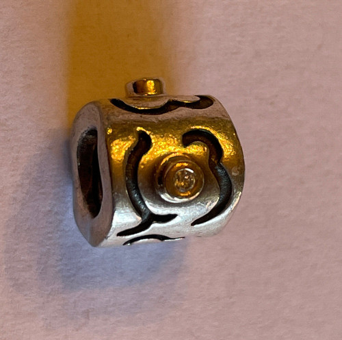 GENUINE PANDORA 14K GOLD SS LIFE'S PATH DIAMOND BEAD CHARM 790419D RETIRED RARE