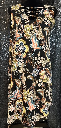 Apt. 9 Misses Medium Dress Floral/Paisley Sleeveless Knit A-Line w/Slit Pockets