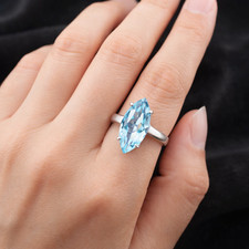 Natural Sky Blue Topaz Gemstone 925 Sterling Silver Handmade Dainty Ring Gift