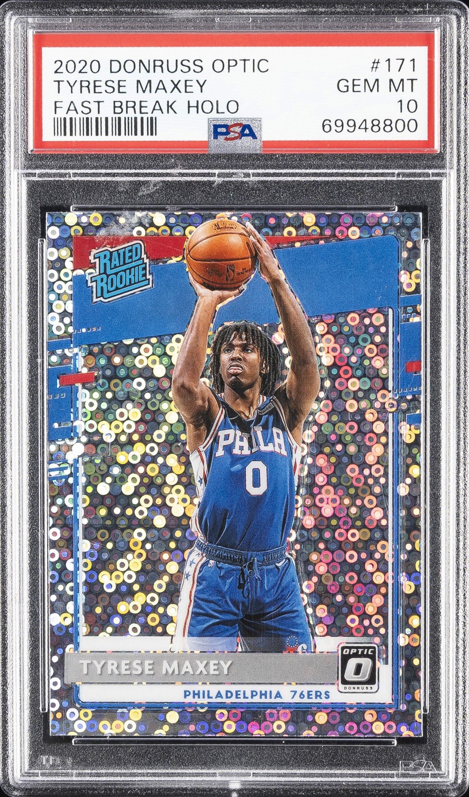 2020 PANINI DONRUSS OPTIC FAST BREAK HOLO #171 TYRESE MAXEY PSA 10