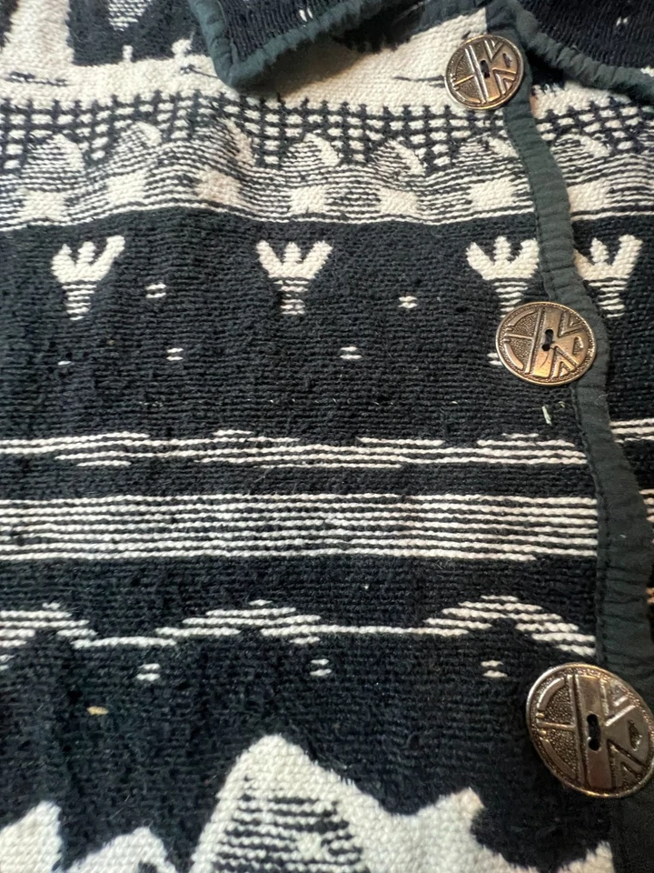 Vintage Jane Ashley Jacket 2X Tribal Black & White Giraffe & Elephant Print - Image 4 of 4