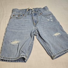 Levis 511 Shorts Boys 5 Blue Denim Distressed Bermuda Light Wash Slim Fit