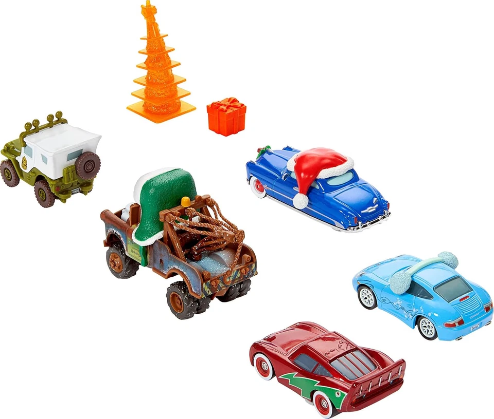 Coches de juguete Mattel Disney y Pixar, juego de 5 vehículos temáticos de invierno incluidos Foto 2 de 4