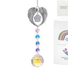 NIB Dog Pet Puppy Memorial Suncatcher - Paws in my heart - Over the Rainbow