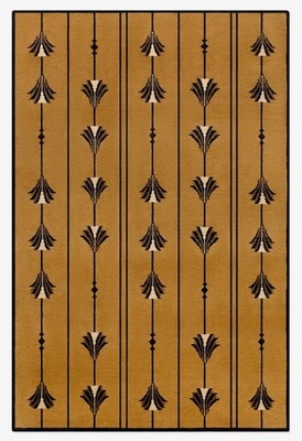 Camel Brown Wool Area Rug 8x10 Hand Tufted Art Deco Striped Handmade Rug