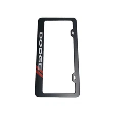 Dodge Stripe Logo Universal Black  Aluminum License Plate Frame