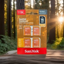 SanDisk Outdoors 16GB SDHC 4-Pack UHS-I U1 Waterproof Shockproof Drop Proof