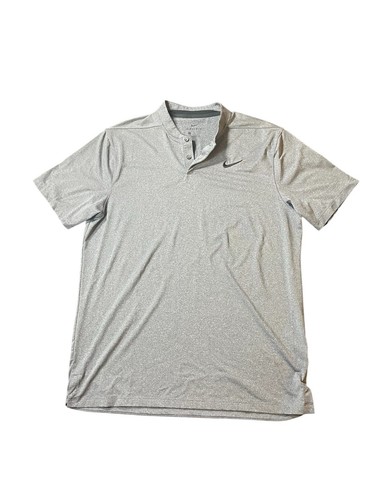 Nike Dri-Fit Gray Blade Collar Collarless Golf Polo Shirt Men's Medium M