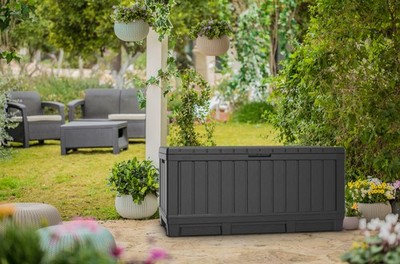 Keter Gartenbox Kentwood, 350 Liter, Gartenkiste Aufbewahrungsbox Kissenbox Box