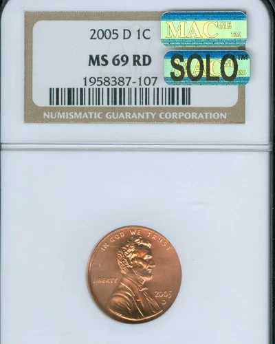 2005 D LINCOLN CENT NGC MS69 RED PQ BUSINESS STRIKE MAC SPOTLESS RARE  *