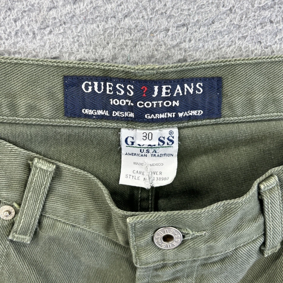 Vintage Guess Jean Shorts Mens 30 Green Denim Jorts Y2K 90s Baggy USA Bermuda - Image 4 of 4