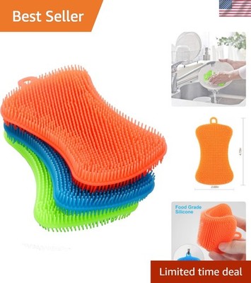 3PCS Silicone Dish Sponges, Super Food-Grade Silicone Sponges, Multi-Purpose ...