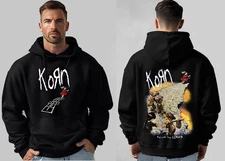 KORN FOLLOW THE LEADER  BLACK HOODIE MEN'S 100% SILK SCREEN