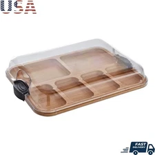 Bamboo Charcuterie Board 6 Compartments W/ Locking Lid Portable Cutting Board US