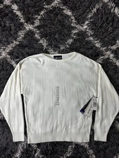 Vintage 90s Sag Harbor Ribbed Knit Sweater Cream White NWT Made in USA Large