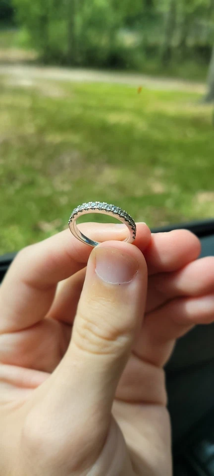 Anillo de diamantes, oro blanco de 14 kt, peso total de 1/ct cultivado en laboratorio Foto 2 de 3