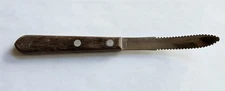Vintage RUSSELL Grapefruit Knife Curved Double Serrated Blade, Wood Handle