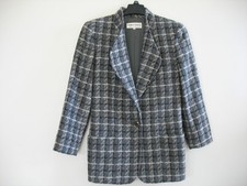 Giorgio Armani Blazer Women's M Gray Black Wool Tweed 1-Button Made in Italy
