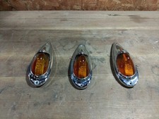 Vintage Do Ray No 410 Clearance Lights Set Of 3 Amber Glass Lens Chrome Housing