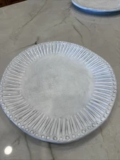 Vietri Incanto White Stripe Stone Dinner Plate  11.5"