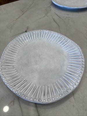 Vietri Incanto White Stripe Stone Dinner Plate  11.5''