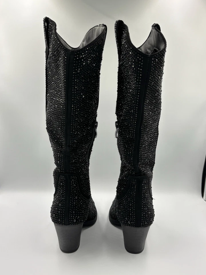 Botas Forever Western de strass pretas tamanho 10 panturrilha média - Imagem 4 de 4