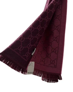 GUCCI écharpe laine logo châle violet 100% laine unisexe 48x180 cm