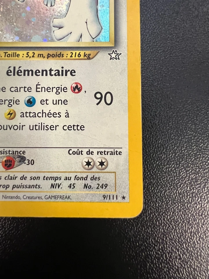 Pokemon FRENCH Lugia 9/111 Neo Genesis Holofoil Heavily Played - Image 4 of 4