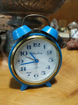 Vintage Seth Thomas Double bell Alarm Clock. Blue. Parts
