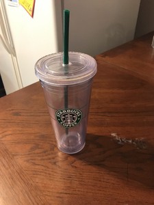 Starbucks Venti Clear Acrylic Travel Cup W Straw 20 Oz Tumbler Ebay