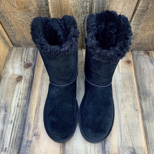 NEW UGG BAILEY SUEDE BOW BOOT BLACK SHEEPSKIN WOOL LINED WOMEN US 9 UK 7 EU 40 - Picture 5 of 17