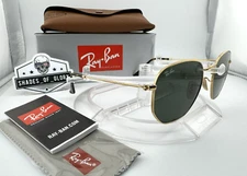 RAY-BAN HEXAGONAL RB3548N 001 ARISTA GOLD G-15 GREEN SUNGLASSES 54MM AUTHENTIC