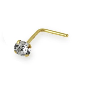 22G-9K-Solid-Yellow-Gold-L-Shaped-Jeweled-Nose-Stud-Piercing-Jewelry-FS