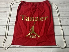 Nike Air Jordan Drawstring Bag Gymsack in Red/Gold Personalized "Tanner"