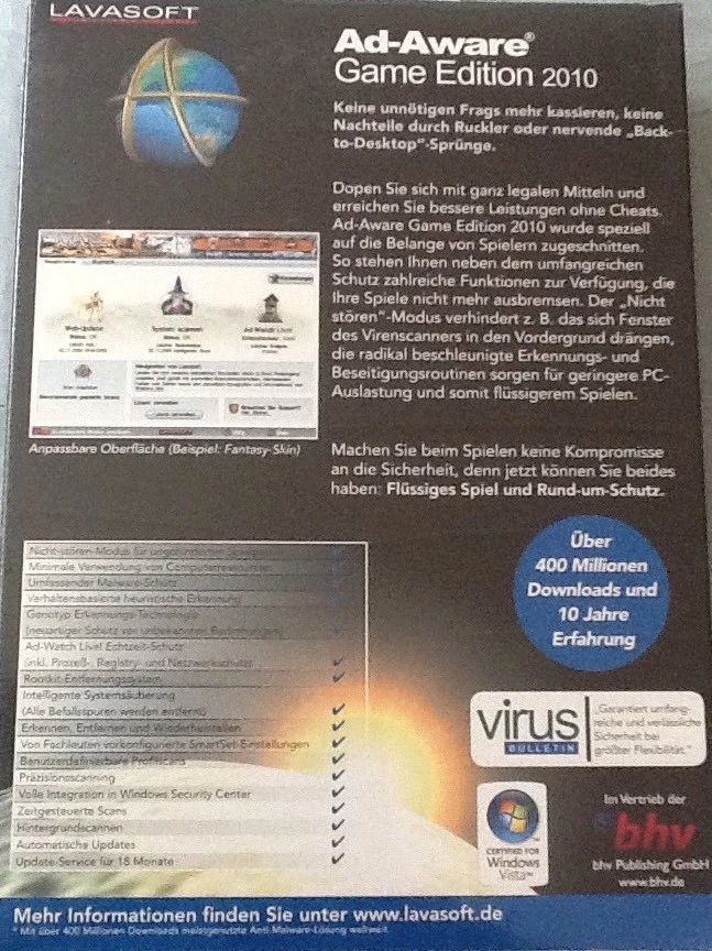 PC DVD-ROM Ad-Aware Game Edition 2010 (Lavasoft) 3 Arbeitsplatzlizenzen Neu!!! - Bild 2 von 4