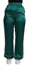 DOLCE & GABBANA Pants Silk Green High Waist Pajama Trouser IT36/US2/XS RRP $1200