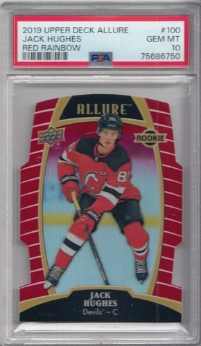 2019-20 Upper Deck Allure #100 Jack Hughes Red Rainbow PSA 10 Gem Mint