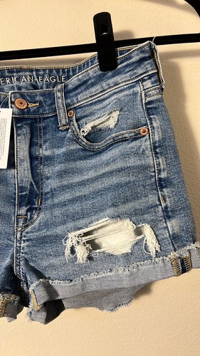 NWT! American Eagle Outfitters Stretch High-Waisted Denim Shortie Short Size 6 - Picture 5 of 10