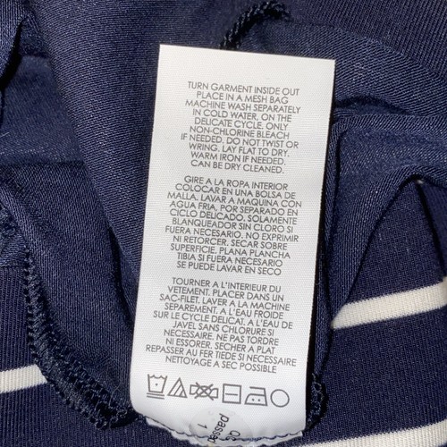 CABI Twirl Skirt Navy Blue Asymmetrical Hem Stripe Elastic Waist Sz M Flowy - Picture 11 of 14