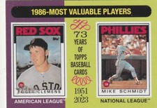 2024 Topps Haritage 1986 MVPs Roger Clemens Red Sox/Mike Schmidt Phillies 197