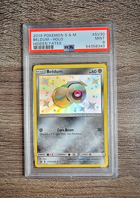 Pokémon TCG PSA 9 Beldum 2019 Hidden Fates Baby Shiny Holo SV30