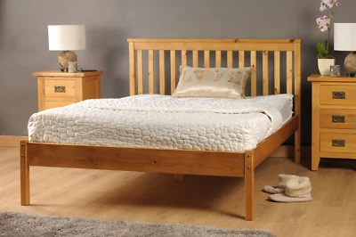 PINE WOOD BED MEDINA MEMORY FOAM MATTRESS 3FT SINGLE 4FT6 DOUBLE 5FT KINGSIZE