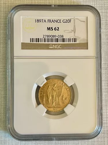 France 1897A 20 Francs Gold NGC MS62 Sku# 4333
