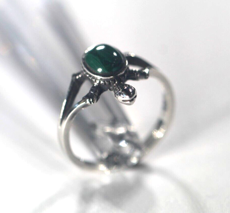 Vintage Southwest Solid Sterling Silver Malachite… - image 5