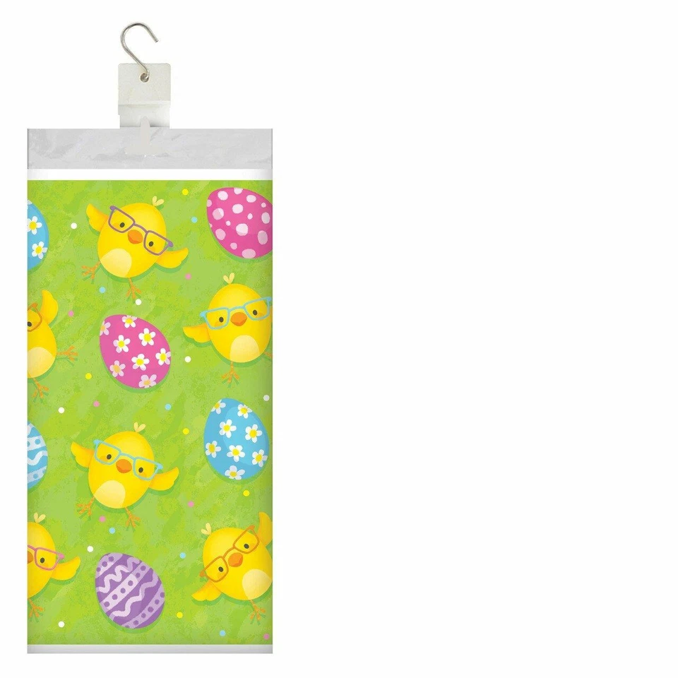 Happy Easter Eggs Chicks Tablecover Tablecloth Plastic 54 x 102 Border Print - Image 2 of 3