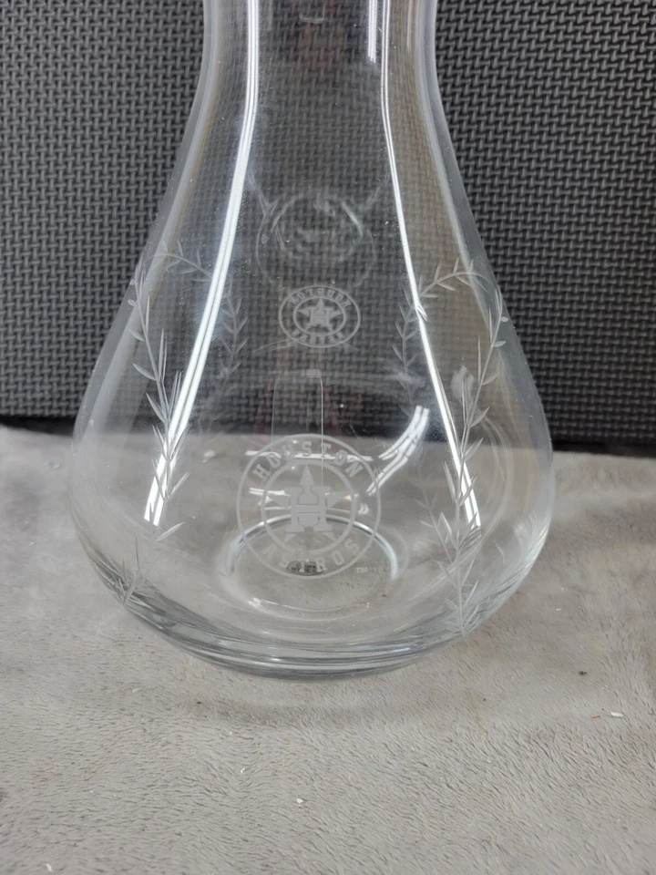 Jarra de vino de vidrio grabado rara de los Astros de Houston MLB artículos de bar de béisbol 10,5" Foto 4 de 4