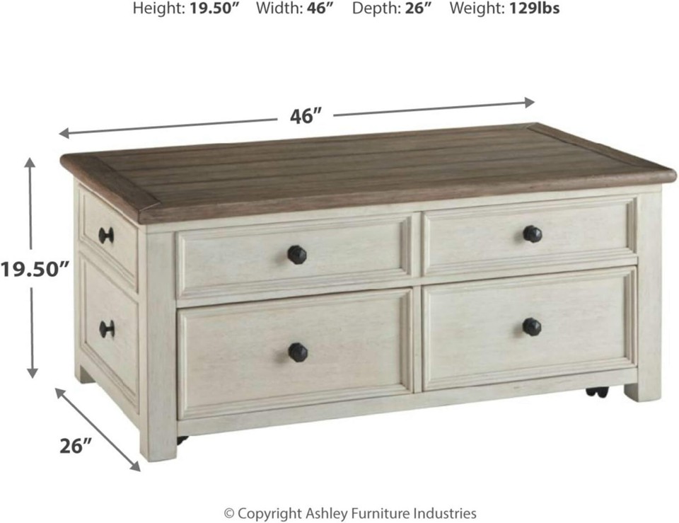 Signature Design by Ashley Bolanburg Farmhouse Lift Top Coffee Table