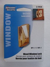 NEW Defender Security Wood Window Lock Flip Lock 2 Brass Plated Steel