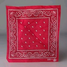 Vtg Rockabilly Red Neckerchief Cotton Bandana Handkerchief 22 Inch Sq USA Cotton